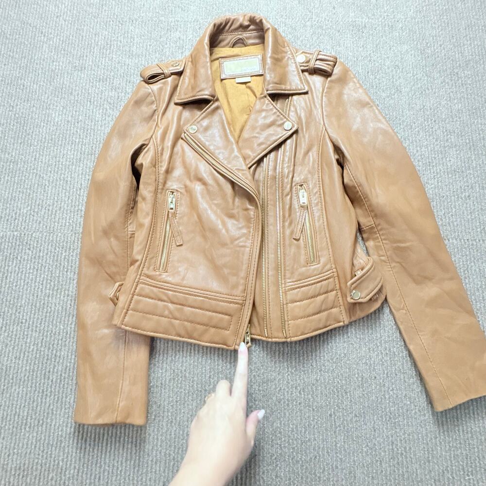 Genuine Leather Michael Kors Brown Motorcycle Jacket size small